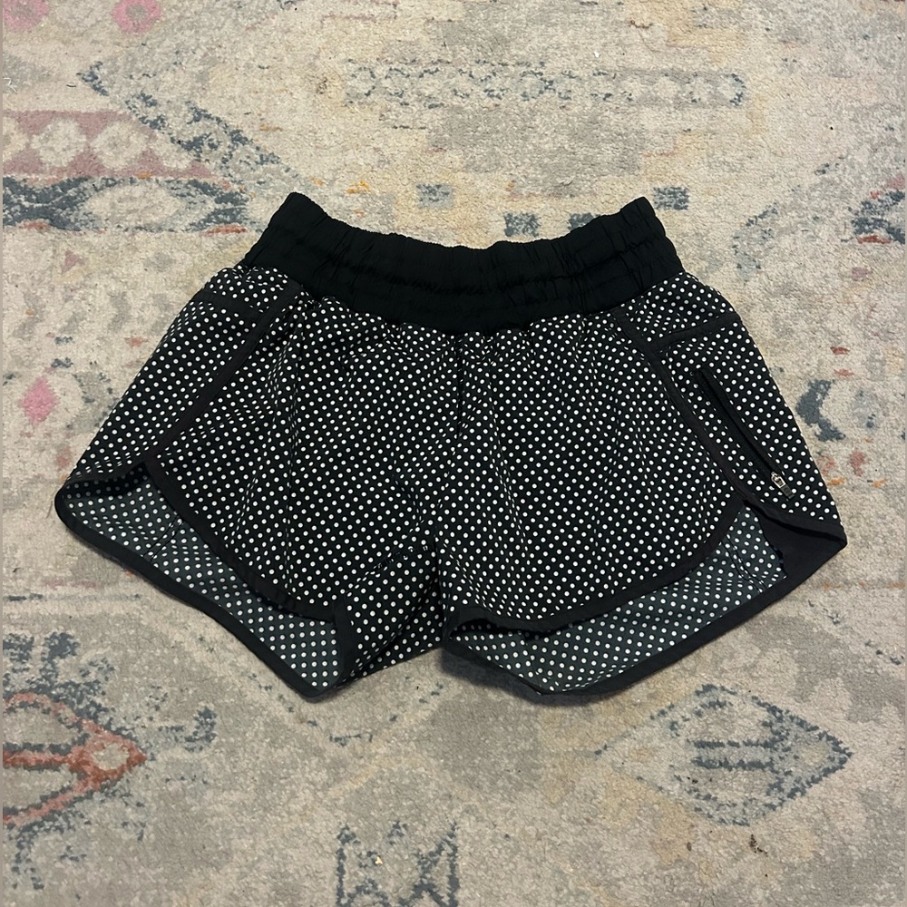 Black and white womens polkadot Lululemon shorts